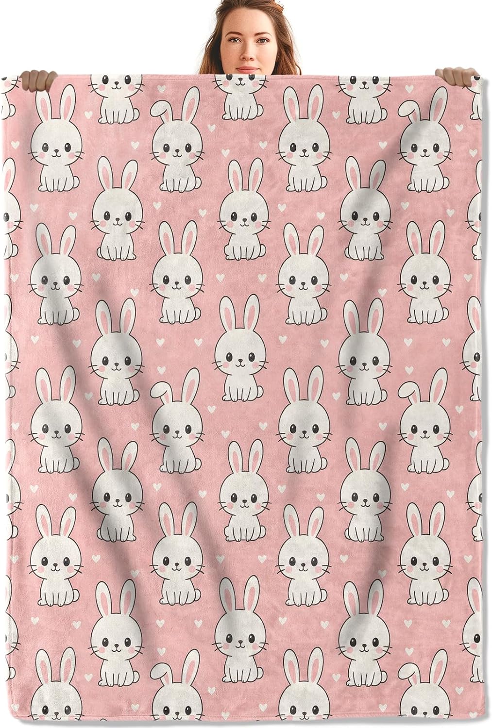 Baby Nursery In Hospital - Cute Cartoon Bunny Rabbit Print Throw