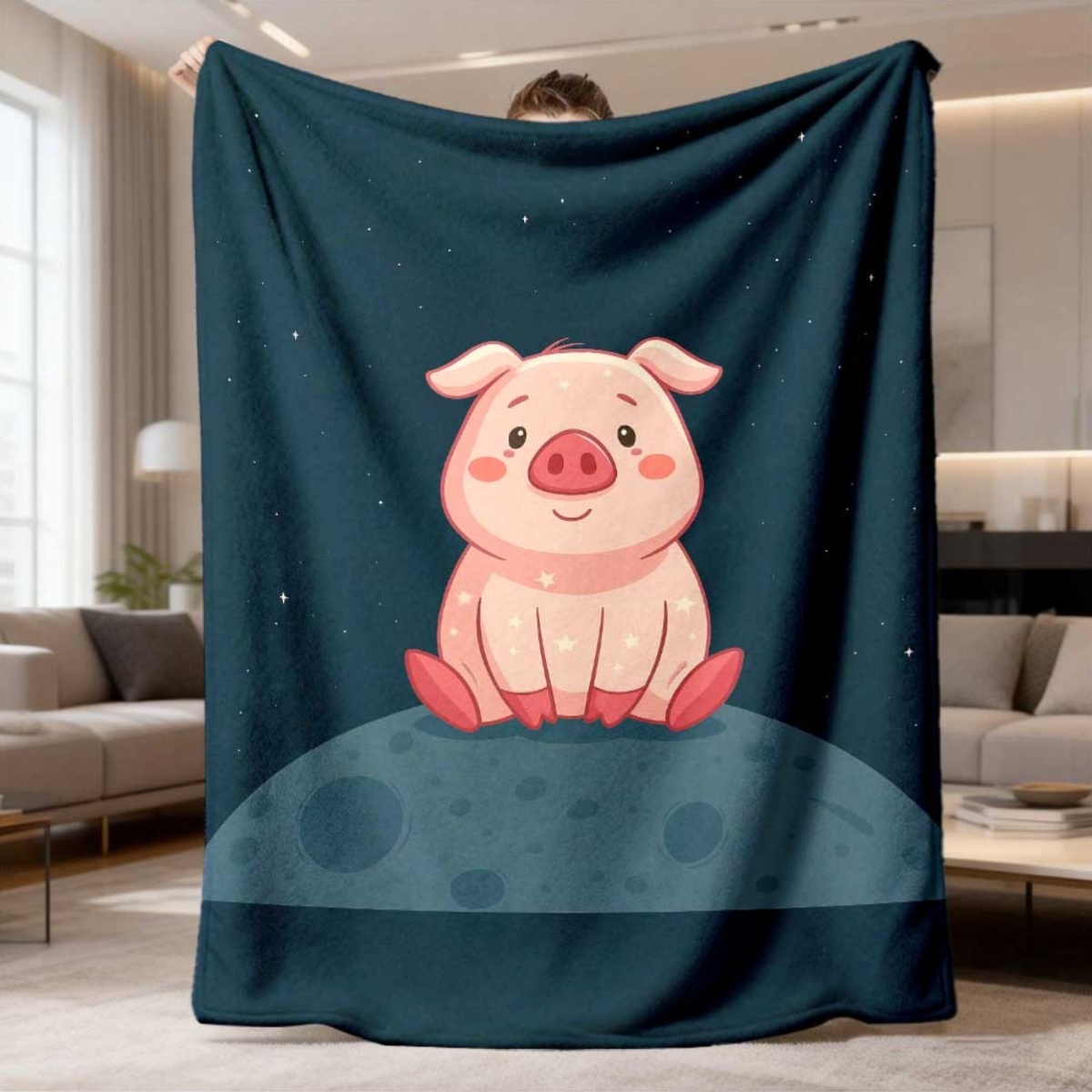 Baby Nursery In Hospital - Cute Pig Nursery Blanket Throw Stars