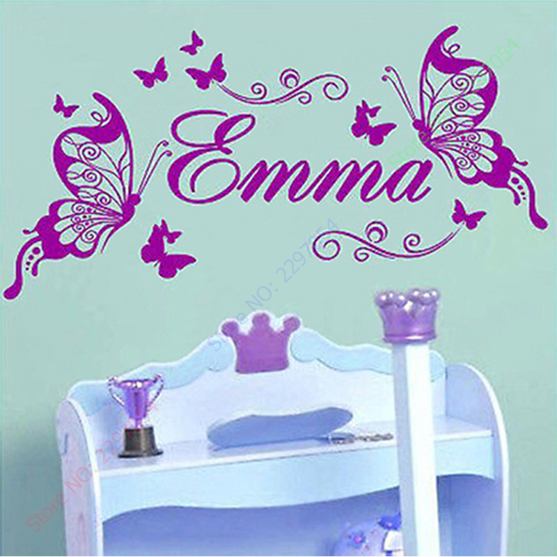 Baby Nursery Panelling - New Butterflies Personalized Name Vinyl Butterfly
