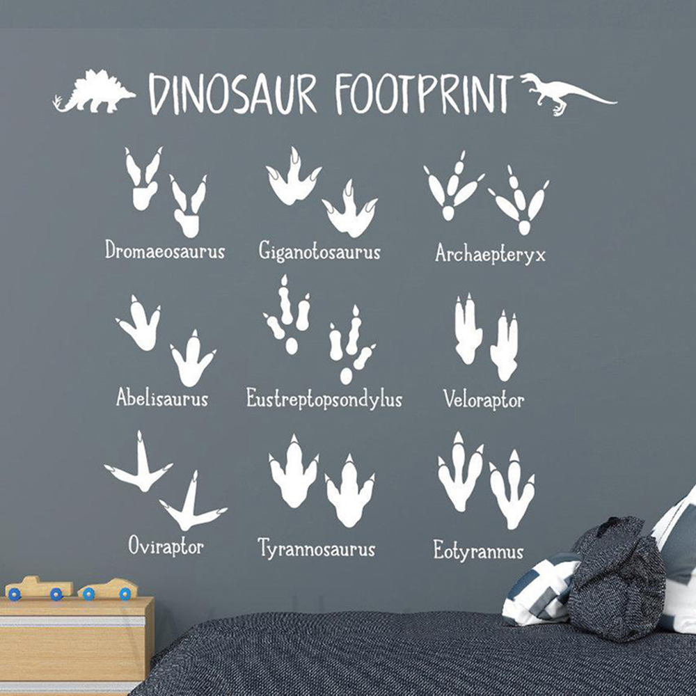 Baby Nursery Panelling - Cartoon Dinosaur Footprint Paw Wall Sticker