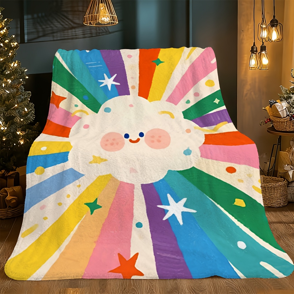 Baby Nursery In Hospital - Super Cute Rainbow Cloud Blanket Throw