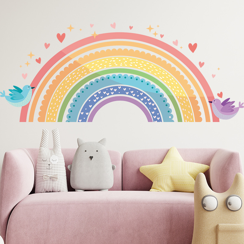 Baby Nursery Home - Colorful Rainbow Bird Love Wall Stickers