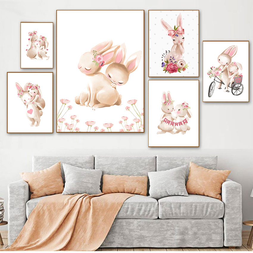 Baby Nursery Pink - Pink Flowers Cartoon Picture Girl Baby