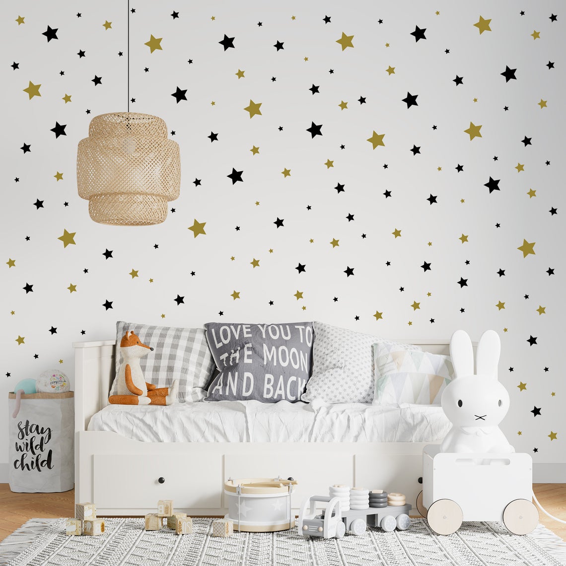 Cartoon 65Pcs Star Wall Sticke - Baby Nursery Panelling recension och pris