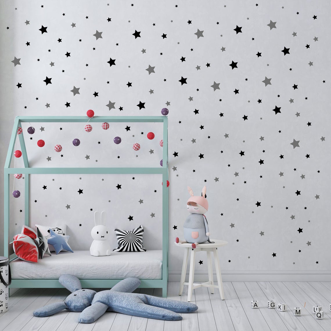 Cartoon 65Pcs Star Wall Sticke - Baby Nursery Panelling recension och pris