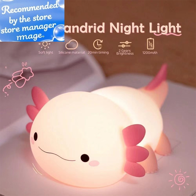 Cute Axolotl Night Light Silic - Baby Nursery Pink recension och pris