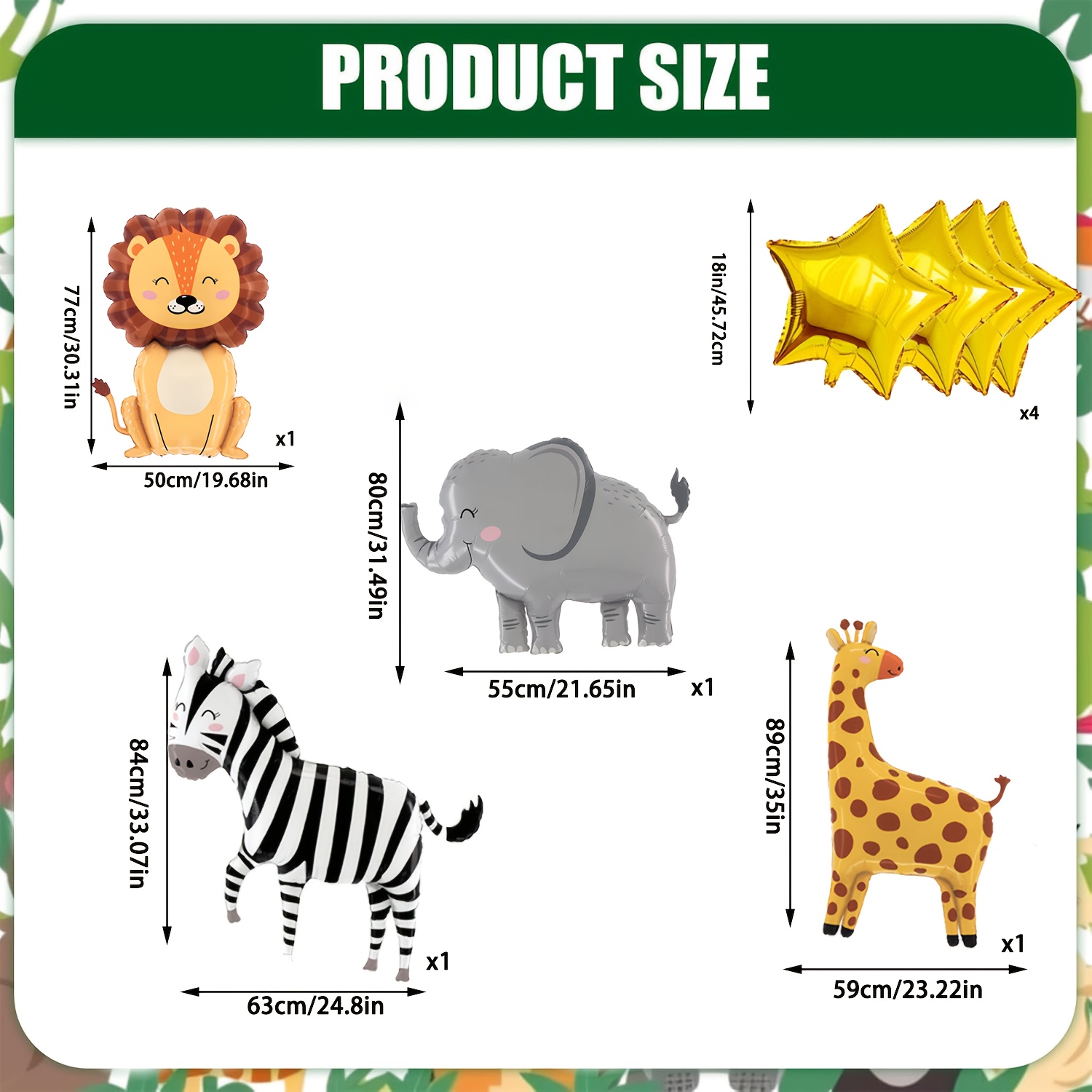 8PCS Cartoon Animal Theme Foil - Baby Nursery Jungle Theme recension och pris