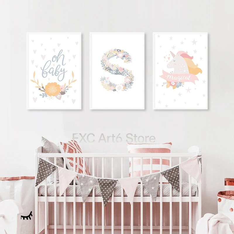 1PC frameless Floral Alphabet  - Baby Nursery Pink recension och pris