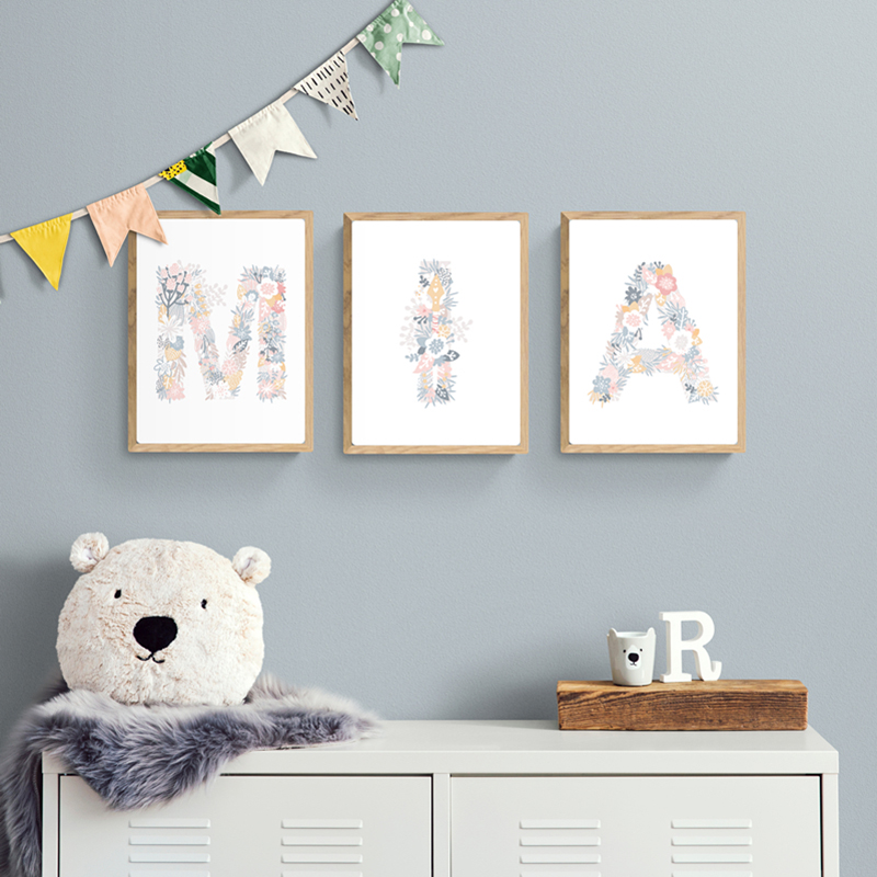 1PC frameless Floral Alphabet  - Baby Nursery Pink recension och pris