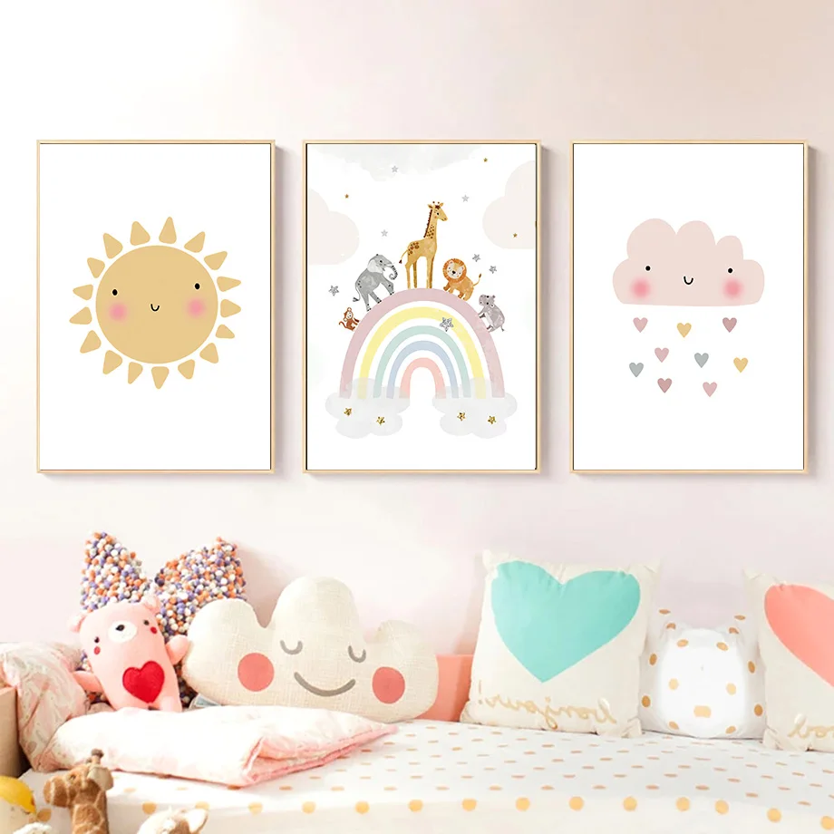 Giraffe Elephant Hot Balloon S - Baby Nursery Posters recension och pris