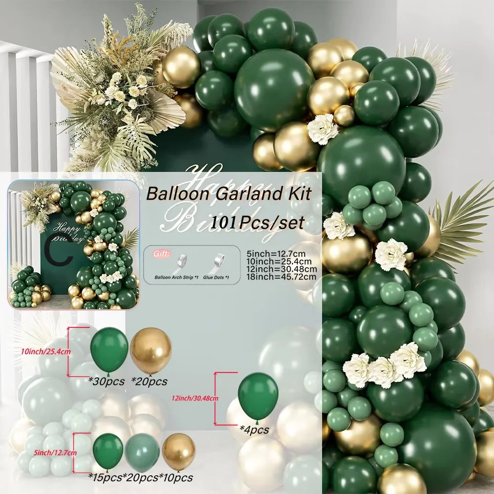 101Pcs Green Gold Latex Balloo - Baby Nursery Jungle Theme recension och pris