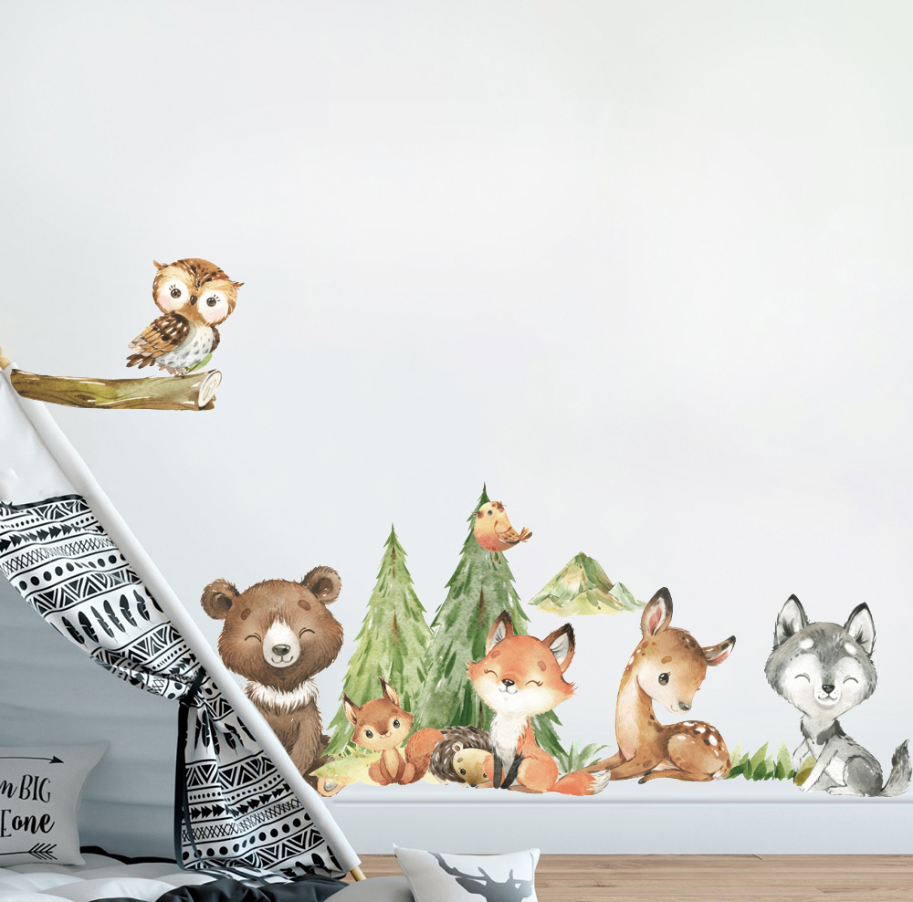 Cartoon Watercolor  Forest Ani - Baby Nursery Panelling recension och pris
