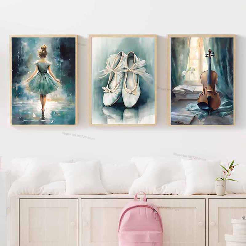 Watercolor Ballet Girl Shoes C - Baby Nursery Posters recension och pris