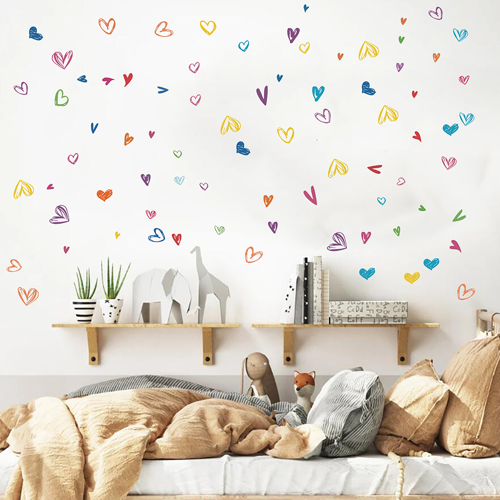 Watercolor Heart Print Wall St - Baby Nursery Panelling recension och pris