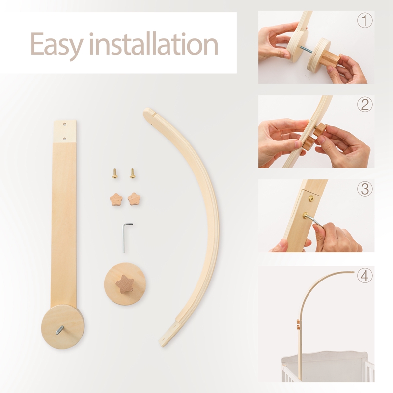 Baby Wooden Bed Bell Bracket M - Crib Mobile Musical recension och pris