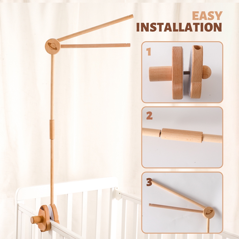 Baby Wooden Bed Bell Bracket M - Crib Mobile Musical recension och pris