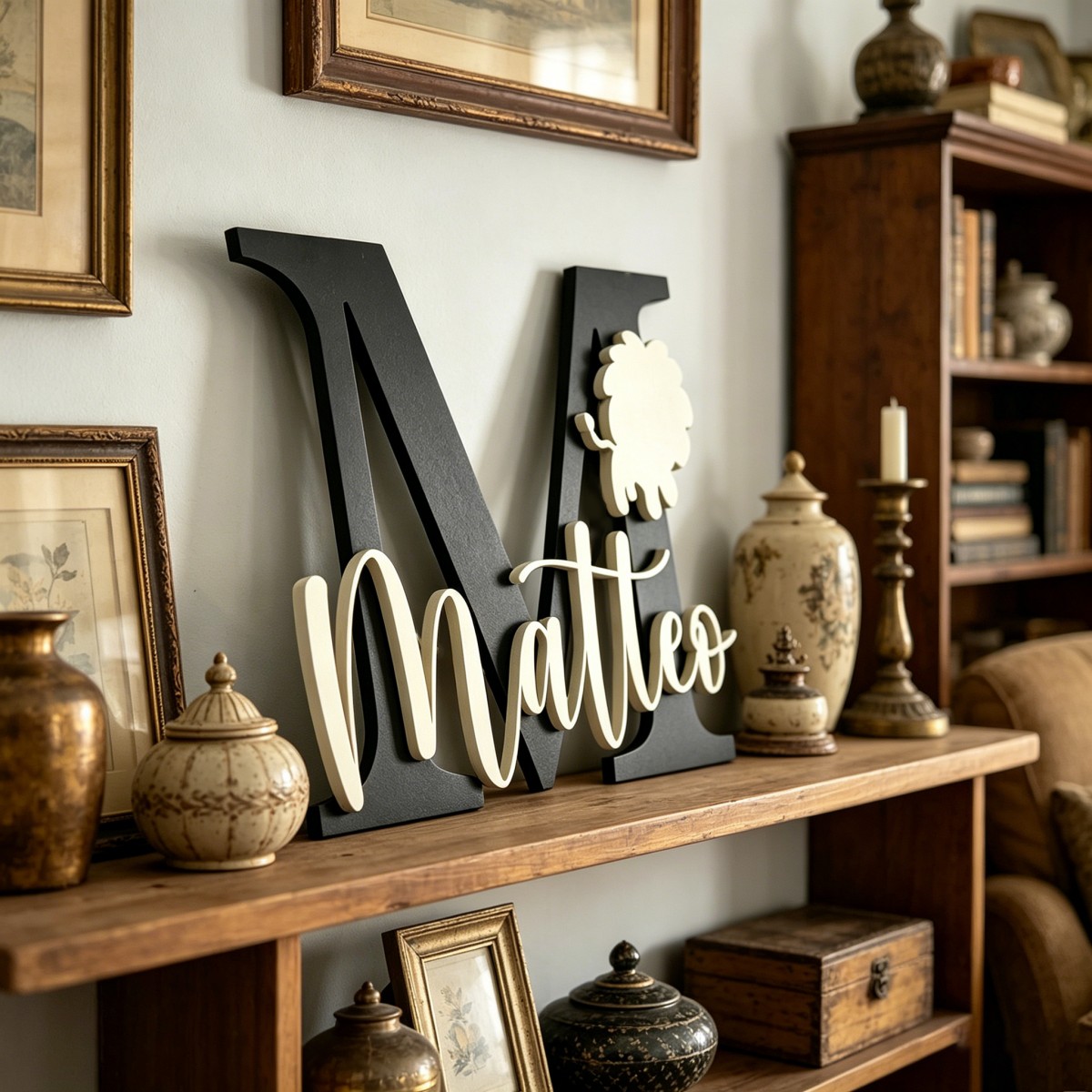 1Pc Custom Lion Name & Initial - Baby Nursery Home recension och pris