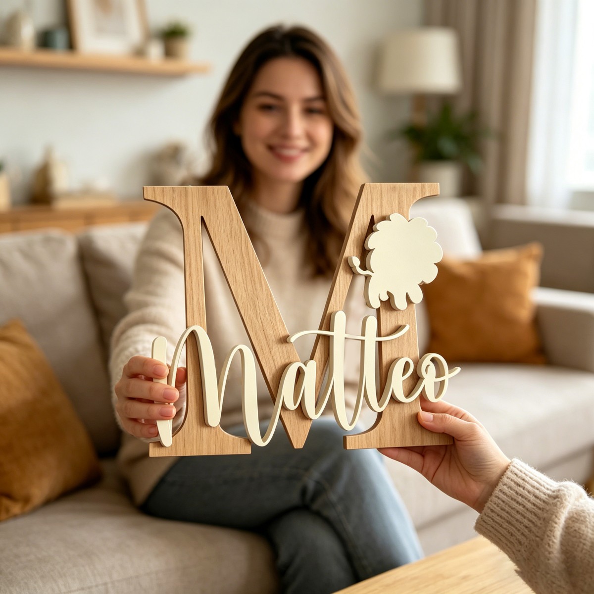 1Pc Custom Lion Name & Initial - Baby Nursery Home recension och pris