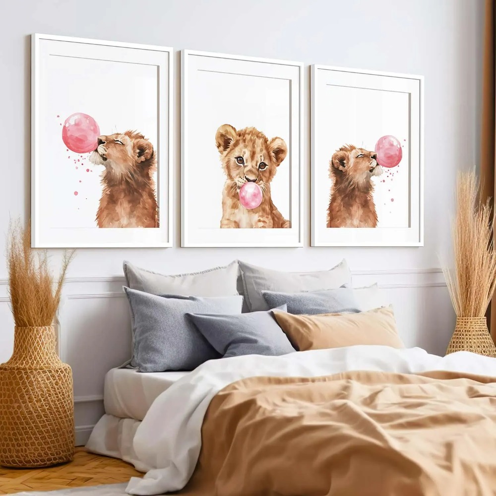 Lion Cub Nursery Wall Art Set  - Baby Nursery Jungle Theme recension och pris