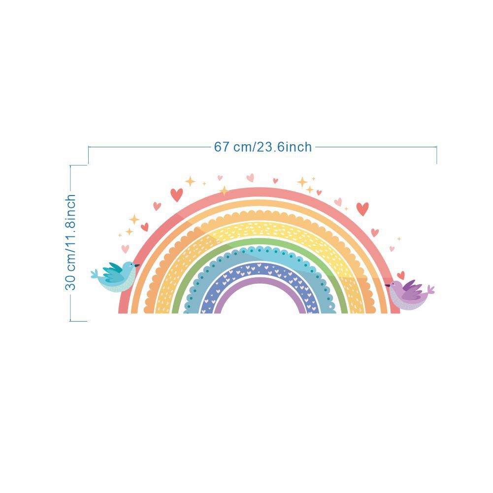 Colorful Rainbow Bird Love Wal - Baby Nursery Home recension och pris