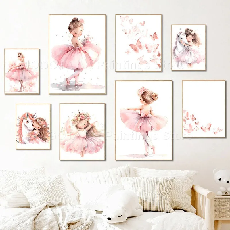 1PC--Pink Girl Unicorn Balleri - Baby Nursery Pink recension och pris