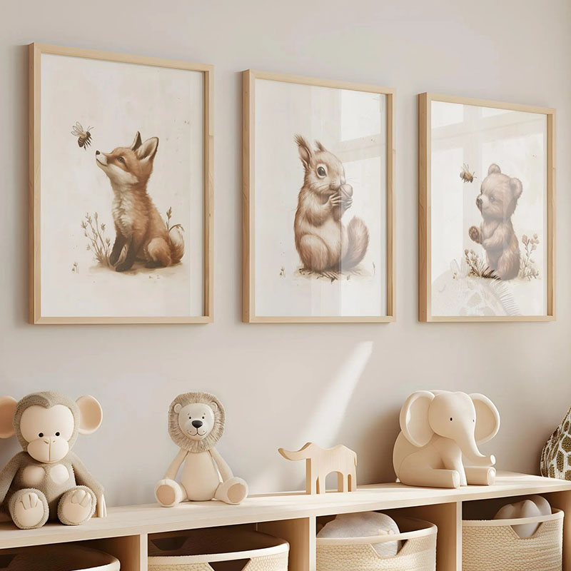Bear Rabbit Fox Deer Squirrel  - Baby Nursery Posters recension och pris