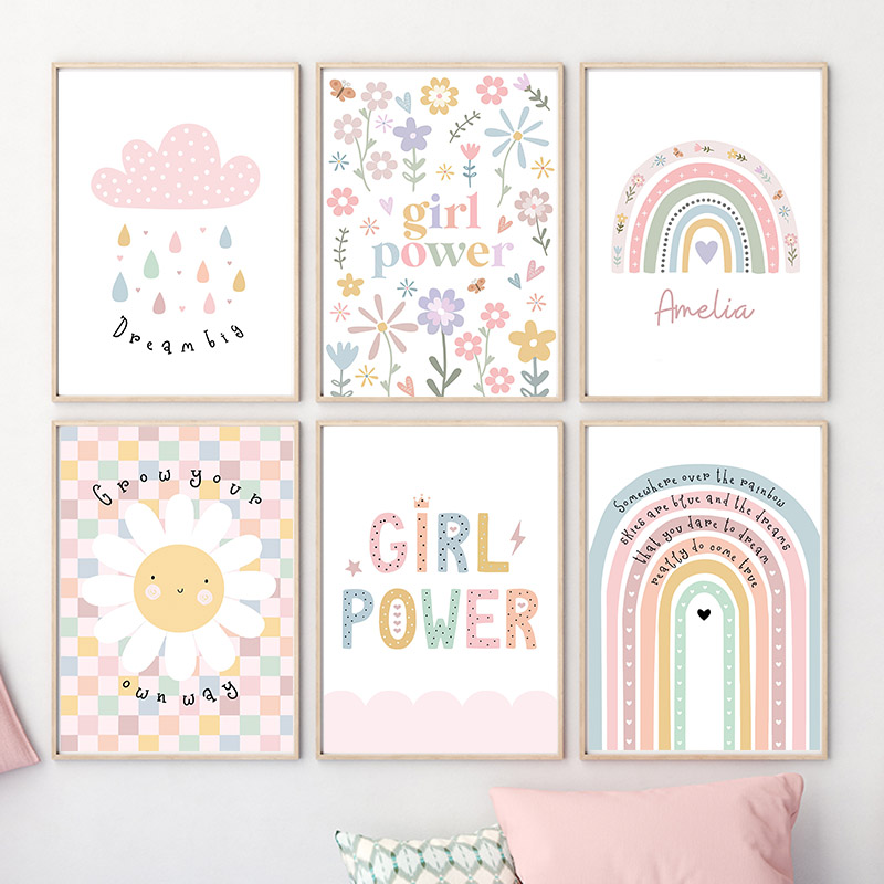 Sun Flower Rainbow Cloud Heart - Baby Nursery Posters recension och pris