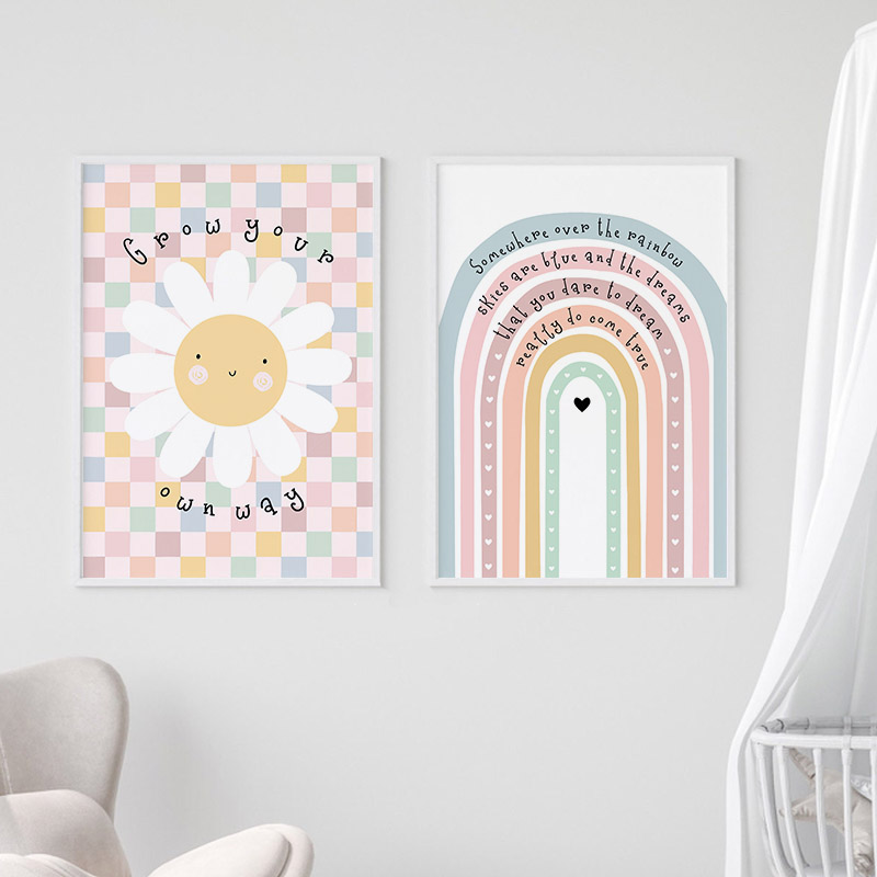 Sun Flower Rainbow Cloud Heart - Baby Nursery Posters recension och pris