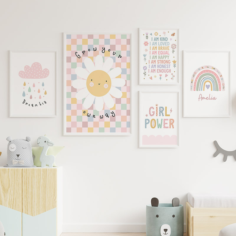 Sun Flower Rainbow Cloud Heart - Baby Nursery Posters recension och pris