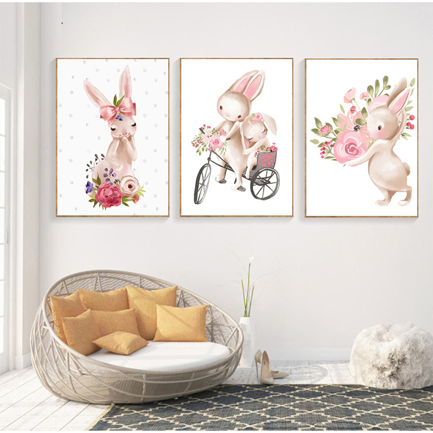 Pink Flowers Cartoon Picture G - Baby Nursery Pink recension och pris